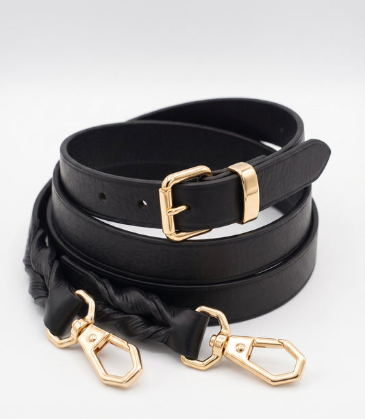 Braided Leather Strap - Obsidian